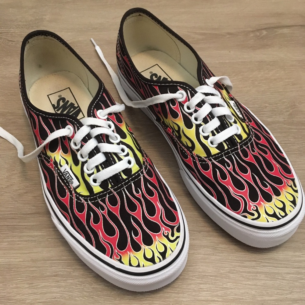 Vans Authentic Mash Up Flames Black size women 8.5 men 7.0